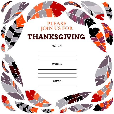 Colorful Thanksgiving Invitation Design with Autumn Leaves
