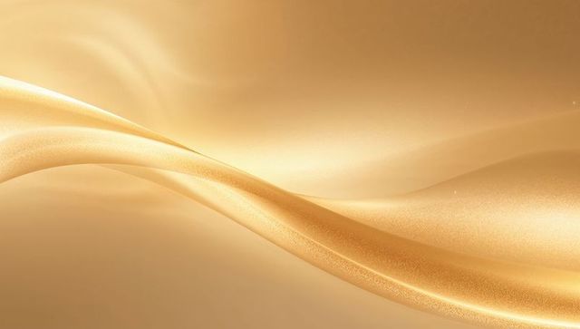Flowing golden ribbon wave with sparkling metallic highlights and soft champagne glow