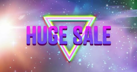 Retro Neon Huge Sale Shopping Design with Stars - Download Free Stock Images Pikwizard.com