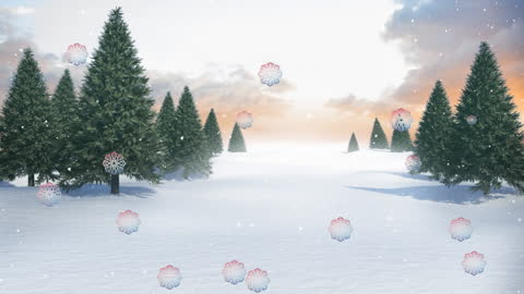 Floating Snowflakes in Winter Pine Forest Animation