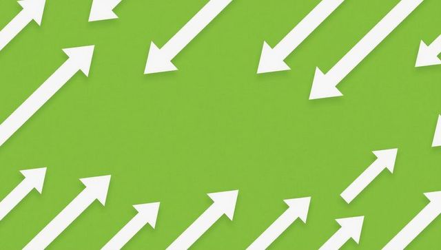 Dynamic diagonal arrows on green background