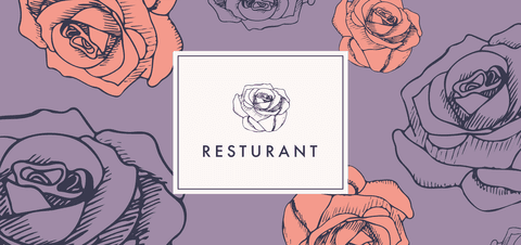 Transparent Restaurant Logo Template with Floral Motif