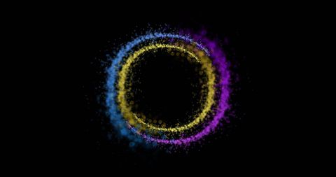 Colorful light circles on black abstract background