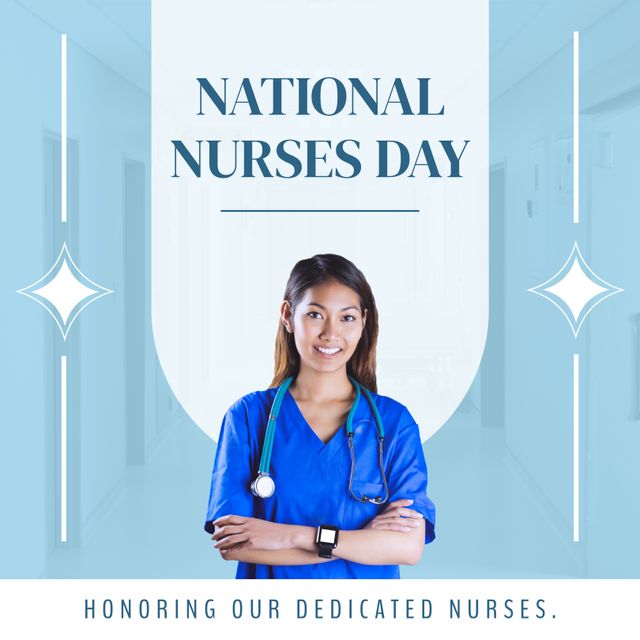 National Nurses Day Celebration with Dedicated Asian Nurse - Download Free Stock Templates Pikwizard.com