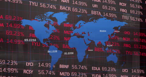 Global Stock Market and Financial Data on World Map