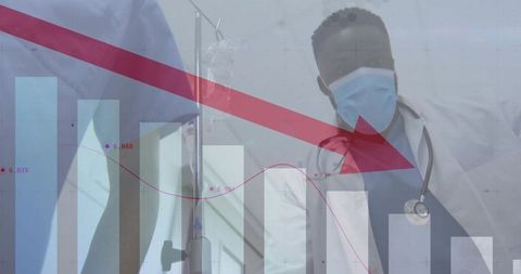 Doctor Analyzing Medical Data with Declining Chart Indicator