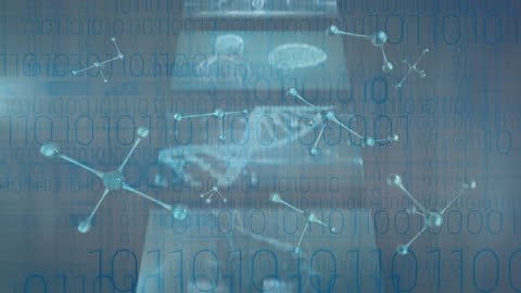 Futuristic Digital Interface with Molecule Structures