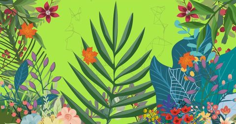 Vibrant Blooms with Green Foliage on Bright Background