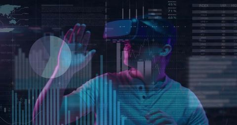 Man Engaging with Digital Data through VR Interface - Download Free Stock Images Pikwizard.com