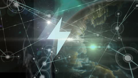 Futuristic Digital Network Overlay with Earth and Binary Code Elements