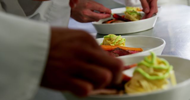 Chefs Plating Gourmet Dishes in Restaurant Kitchen - Download Free Stock Images Pikwizard.com