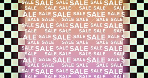 Retro checkerboard sale background with gradient overlay