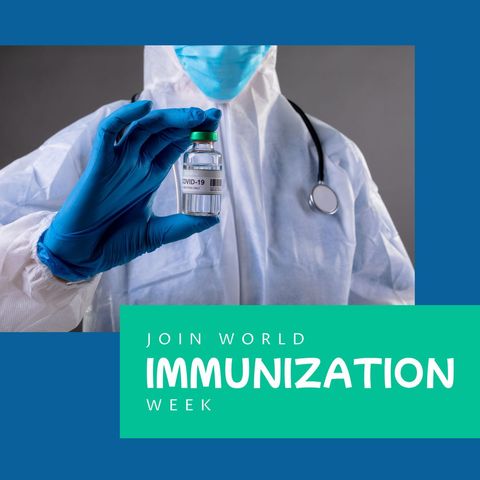 Promoting World Immunization Week with Medical Professional and Vaccine Vial - Download Free Stock Templates Pikwizard.com