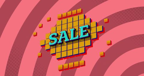 Retro Styled Digital Sale Graphic on Vibrant Red Background