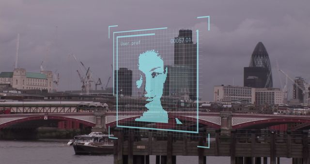 Biometric Data Processing Over London Skyline - Download Free Stock Images Pikwizard.com