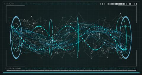 Futuristic digital dna sequence with data visualizations