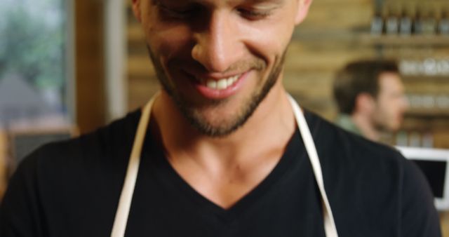 Smiling Barista Working in Coffee Shop - Download Free Stock Images Pikwizard.com