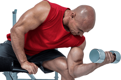 transparent bald man lifting dumbbell in red tank top - Download Free Stock Videos Pikwizard.com