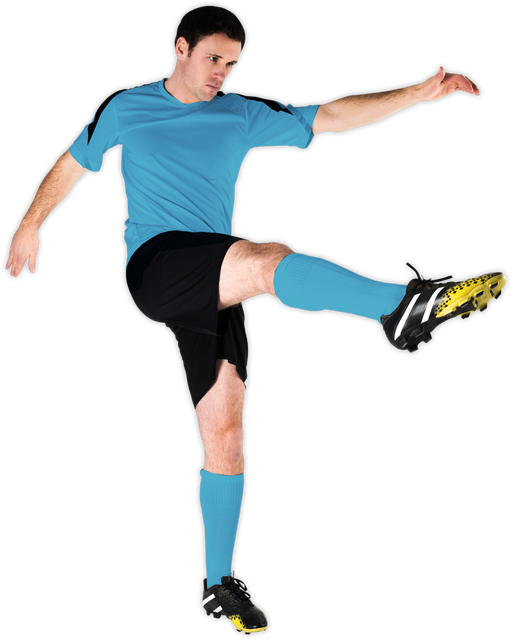 Transparent Football Player in Blue Kicking a Ball - Download Free Stock Videos Pikwizard.com