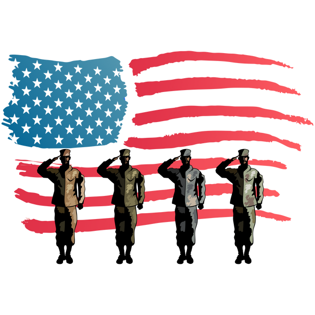 Transparent U.S. Flag Illustration with Soldiers Saluting - Download Free Stock Videos Pikwizard.com