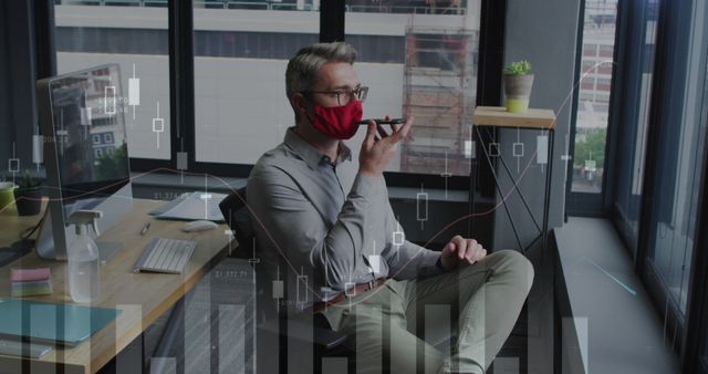 Businessman Talking on Phone Analyzing Stock Market Data in Modern Office - Download Free Stock Images Pikwizard.com