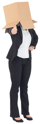 Businesswoman Wearing Box on Head Displaying Positive Gesture Indoors - Download Free Stock Videos Pikwizard.com