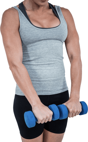 Transparent Background Muscular Woman Exercising with Dumbbells