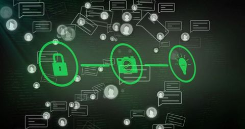 Secure Digital Communication with Technology Icons