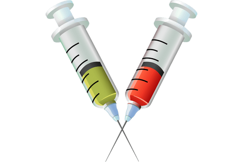 Crossed syringes vector illustration on transparent background