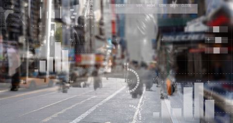 Futuristic Data Interface Overlaying Urban Street Scene - Download Free Stock Images Pikwizard.com
