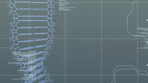 Futuristic DNA Strand Spinning with Data Overlay