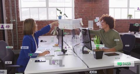 Collaborative Office Environment with Acrylic Divider