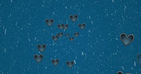 Floating Hearts with Snowfall on Blue Background - Download Free Stock Images Pikwizard.com