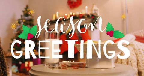 Cozy Christmas Interior with Milk and Cookies in Festive Decor