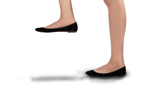 Caucasian Female Legs in Black Shoes on Transparent Background