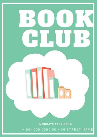 Book Club Poster with Books in Thought Bubble - Download Free Stock Templates Pikwizard.com