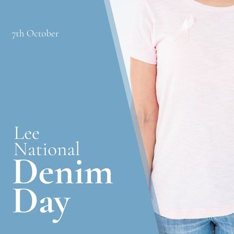 Woman Wearing Pink Ribbon for Lee National Denim Day - Download Free Stock Templates Pikwizard.com