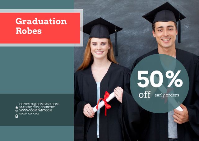 Graduation Celebration with Discounts for Academic Robes - Download Free Stock Templates Pikwizard.com