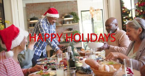 Diverse Senior Friends Celebrating Christmas Intimately at Home - Download Free Stock Images Pikwizard.com