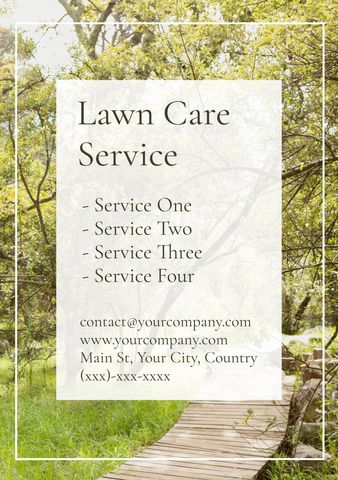 Tranquil Lawn Care Service Promo in Summer Garden Scene - Download Free Stock Templates Pikwizard.com