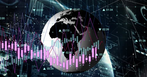 Digital Globe with Data Visualization and Economic Trends