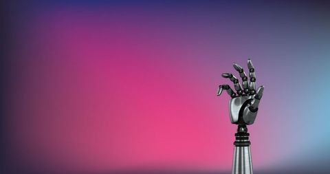 robotic hand on vibrant gradient background - Download Free Stock Images Pikwizard.com