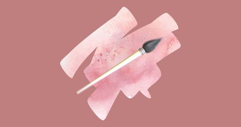 Digital art illustration with paintbrush and abstract brushstrokes