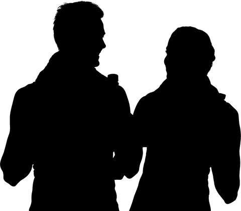 Silhouette of male and female athletes on transparent background