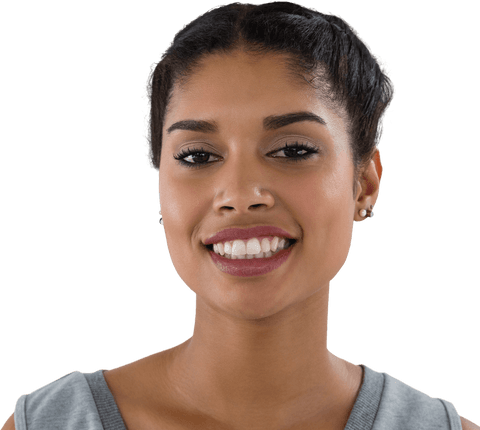 Transparent Cheery Young Woman Displaying Positive Energy