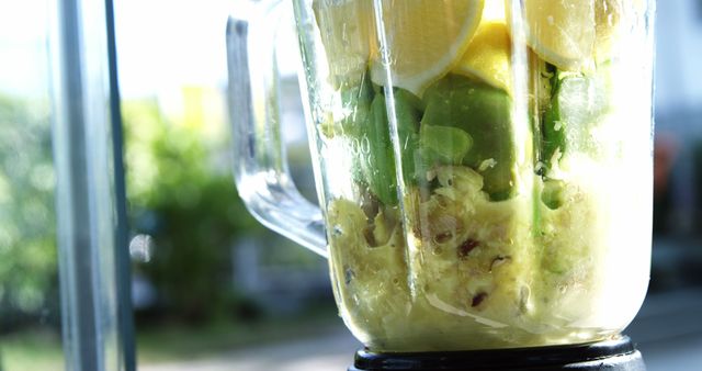 Close-Up of Blender with Fresh Lime, Ginger and Vegan Ingredients - Download Free Stock Images Pikwizard.com