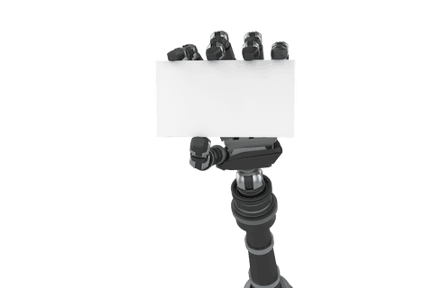 robotic hand holding business card on transparent background - Download Free Stock Videos Pikwizard.com
