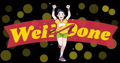 Celebratory Sporting Victory with Animated Runner - Download Free Stock Images Pikwizard.com