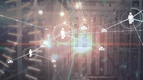 Digital Network in Server Room Conceptual Overlay