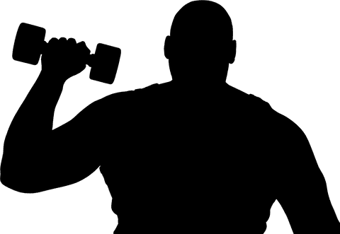 Silhouette of Man Lifting Weights on Transparent Background Vector